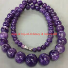 100% Natural Purple 6-14mm Amethyst Round Beads Gemstone Necklace 18''