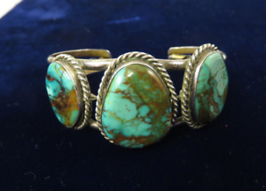 Old Pawn Sterling Royston Turquoise Cuff Bracelet size S