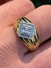 Solid 925 Sterling Silver 14k Gold Plated Iced CZ Ring Mens Ladies Hip Hop 6-13