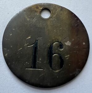 New ListingAntique vintage #16 brass tag, metal fob, Cattle, Mining.  1.5