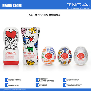TENGA Keith Haring Disposable EGG & Cup Male Masturbator/Stroker Set NWT NIB