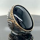 Large Onyx Gemstone Ring , Large Handmade Mens Ring , Black Onyx Ring