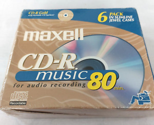 New ListingMaxell CD-R Gold Music 80 Minute 6 Pack in Slimline Jewel Cases Sealed Box New*