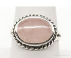 Vintage Pink Rose Quartz Sterling Silver Ring - Size 8