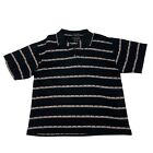 Greg Norman Golf Polo Shirt Men's Size L Black Striped Short Sleeve 100% Cotton