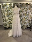 Essence  Style D2607 sz 14 Wedding Gown Sample A Line Tulle Lace Ivory Moscato