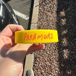 Paramore Yellow and Pink Ain't It Fun Silicone Rubber Wristband Bracelet New