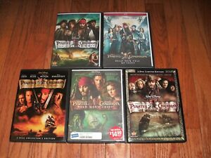 Disney's Pirates of the Caribbean movie set on DVD. Johnny Depp, Keira Knightley