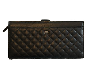 NEW Vintage ETIENNE AIGNER Leather Wallet Black Quilted Organizer Coin Cards