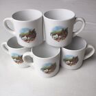 Rooster Chicken Art White Coffee Mug Tea Cup Country Farmhouse Rustic Set of 5