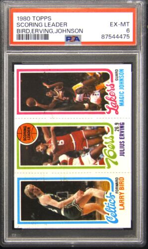 1980 Topps Larry Bird / Julius Erving/ Magic Johnson Rookie PSA 6
