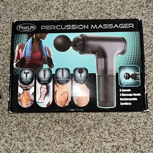 FineLife 6 Speed Rechargeable Percussion Massager with 4 Attachments Cordless