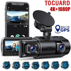 TOGUARD Dual Dash Cam Built in GPS 4K+1080P Front & Inside Dash Camera for Cars