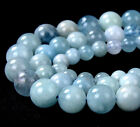 Natural Aquamarine Gemstone Grade AAA Round 6MM 8MM 10MM 12MM Loose Beads (D215)