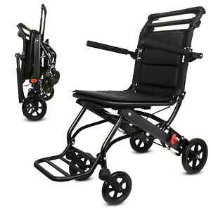 Ultra Lightweight Foldable Transportation Wheelchair with Telescopic Handle