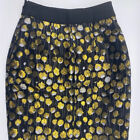 Chic Pencil Skirt with Pockets Women's Petite Size S 4 - Black Golden Polka Dot