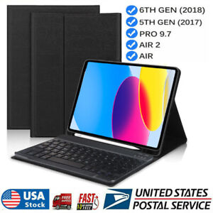 US For iPad 6th/5th Generation 2018 9.7 Bluetooth Keyboard with Stand Case Cover