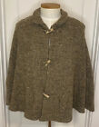 Vintage Branigan Weavers Button Up Tweed Wool Cape Poncho Shawl Wrap Gray Tan