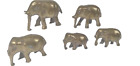 Vintage Brass Elephant Figurines Decor Family Herd Pachyderm Lot of 5-India