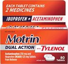 Motrin Dual Action With Tylenol Pain Reliever - 80 Tablets - EXP: 08/2024