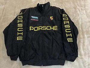 Adult F1 Vintage Racing Jacket, Ebroidered Cotton Padded ,Porsche Jacket Black