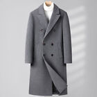 Men's Wool Blend Business Wear Trench Coat Winter Korean Woolen Long Overcoat