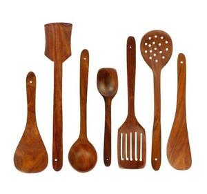 Wooden Serving and Cooking Spoons Set Kitchen Organizer Items Kitchen Accessorie