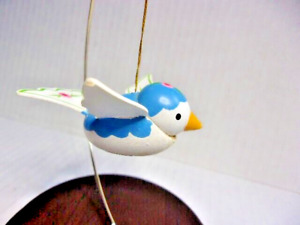 Vintage Wooden Flying Blue Bird Christmas Ornament Hand Painted Taiwan Easter