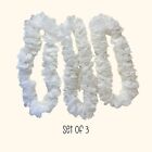 3 PC WHITE bushy flower LEIS for Graduate Wedding Party crafts 48 inch length