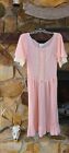 Vintage Samye Pink Nightgown Cottagecore Lace Puff Sleeve Prairie Look Ruffle