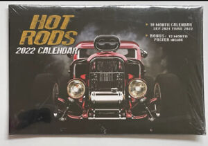 2022 Hot Rod 16 Month Calendar- Bonus Poster 17” X 11.25”New