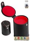16mm Poker Dice Ivory Tone + PU Leather Red Felt Lined Dice Cup w/Compartment