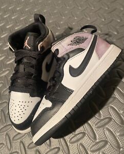 Nike Air Jordan 1 Mid SE Toddler Zen Master Black Pink Coral DM6215-001 Size 11c