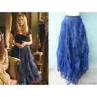 Kaat Tilley Vintage Blue Tulle Embroidered Ball Gown Fairytale Maxi Skirt