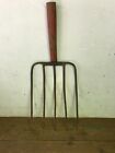 Old Rusty 5 Tine Red Color Farm Garden Pitch Fork Hay Straw Clam Digging Tool