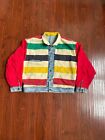Vintage 80s Levis Hudson Bay Striped Reversible Denim Jacket Size L Trucker USA