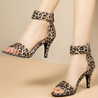 Women's Gladiator Plus Size Leopard Strappy High Heel Club Wedding Sandals Shoes