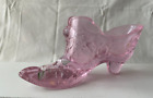 **GLASS SHOE FIGURINE** FENTON IN ROSE WITH RAISED & PAINTED FLORAL DESIGNS- #12