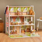 ROBOTIME Doll House Wooden Dollhouse with Furniture Birthday Gift for Toddler 3+