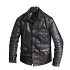 Men's Vintage Black Motorcycle Jacket Casual Biker Leather Jacket Coat