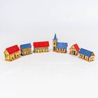 6 Antique Putz Miniature Village Buildings Church, School, Farm, Houses Germany