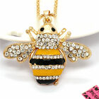 Fashion Women Yellow Enamel Cute Bee Honey Crystal Pendant Chain Necklace