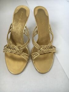 Enzo Angiolini women's high heels open toes gold-tone size 7 1/2