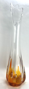 New ListingVtg HTF Viking Swung Glass Flamenco Vase 23” Persimmon New Martinsville Glows!