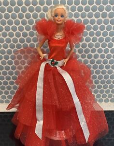 #1703 Barbie 1988 First Happy Holidays Special Edition DOLL w/ Superstar Jewelry