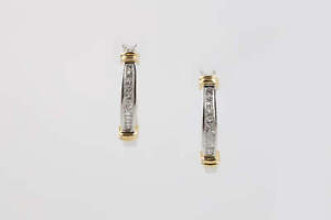 14k Two-Tone Gold 0.27tcw Diamond Oval Hoop Earrings (5.28g.)