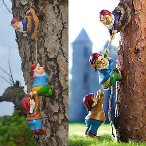 Climbing Gnomes Tree Decor Funny Gnome Garden Statue Art Resin Dwarf Sculpture