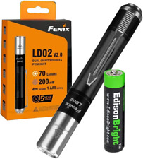 Fenix LD02 V2.0 70 lumen neutral white/UV pen-type LED flashlight bundle with AA