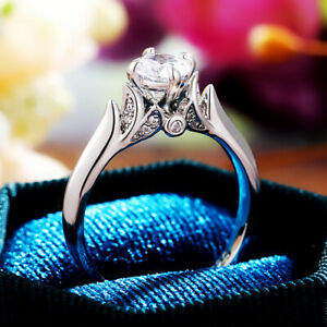 Romantic 925 Silver Plated Ring Women Cubic Zircon Party Gift Sz 6-10