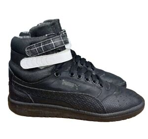 Puma Womens Shoes Size 9.5  Black White Strap High Top Classic 362872-01 Sneaker